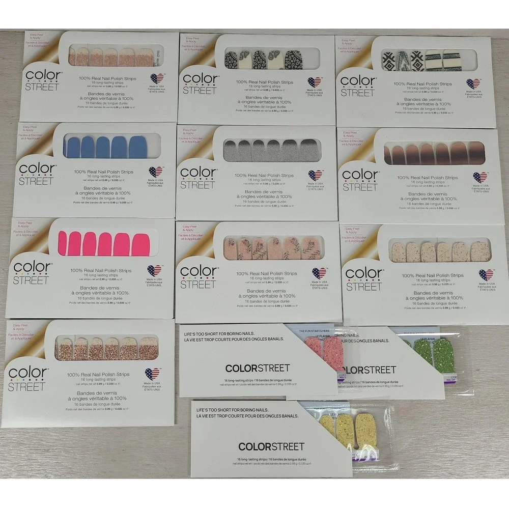 Color Street Nail Polish Strips Bundle 12 Full Sets 3 Accents Floral Glitter NEW